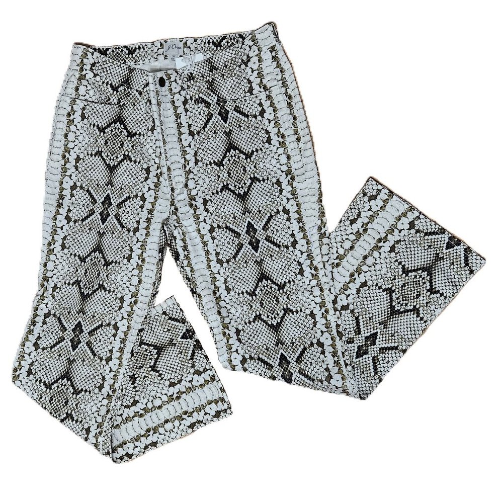 ✨HP✨ J.Crew Kickout Crop Snakeskin bootcut Jeans pant high waist size 31 NWT